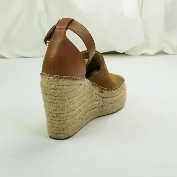 Marc Fisher 9.5M Adalyn Espadrille Platform Wedge Heel Ankle Strap Cognac Suede - Picture 11 of 12